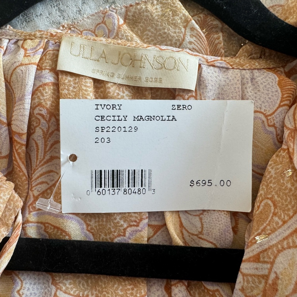 NWT $695 SP22 Ulla Johnson Cecily Magnolia Mini Dress Long Puff Sleeve Floral 0 - Picture 7 of 7